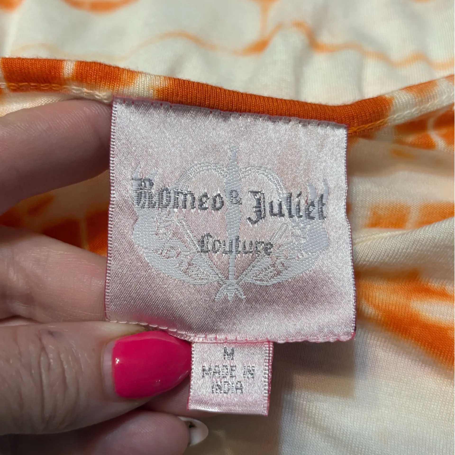 Romeo & Juliet Couture Orange and White Long Sleeve Dress - Image 5