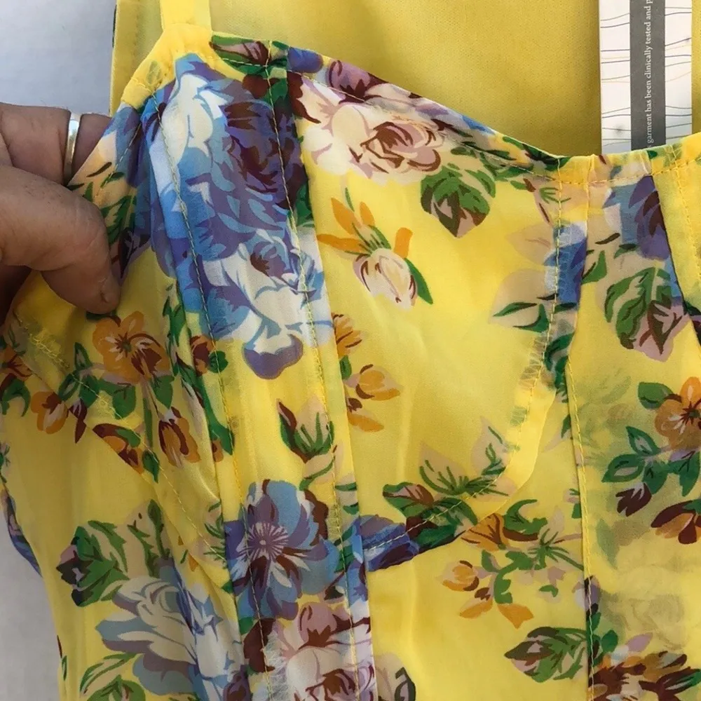 NWT TULLE Womens large Sleeveless Yellow Floral Boning Waist dress (runs small) - Image 4