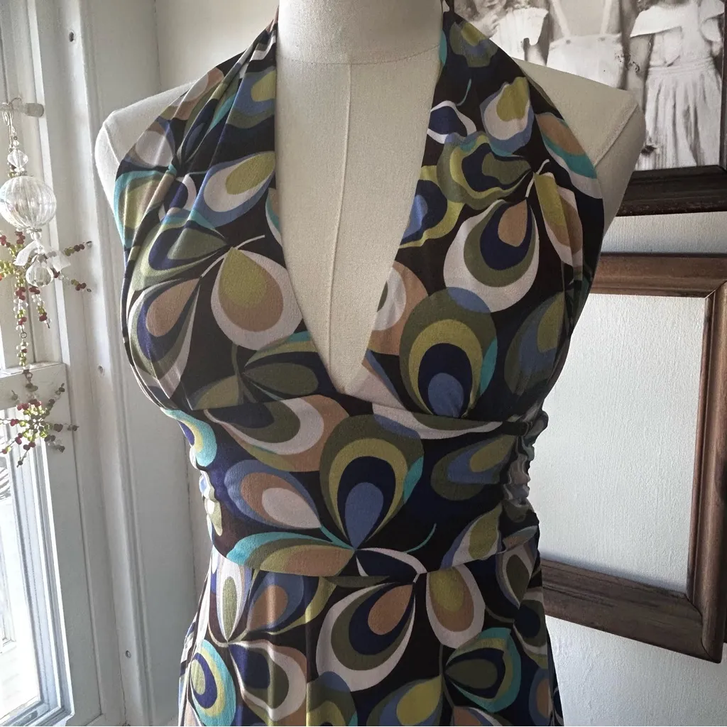 Necessary Objects Funky Flowy Halter Dress Medium Y2K - Image 4