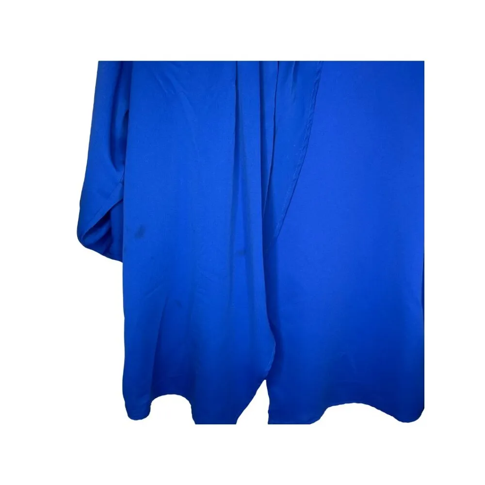 Lane Bryant Women’s Electric Cobalt Blue V- Neck Top Roll Tab Sleeve Blouse XXL - Image 5