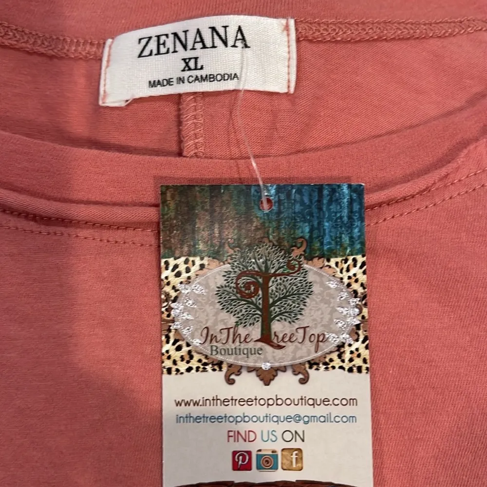 NWT Zenana salmon long sleeve tee shirt with 👍 xl - Image 3