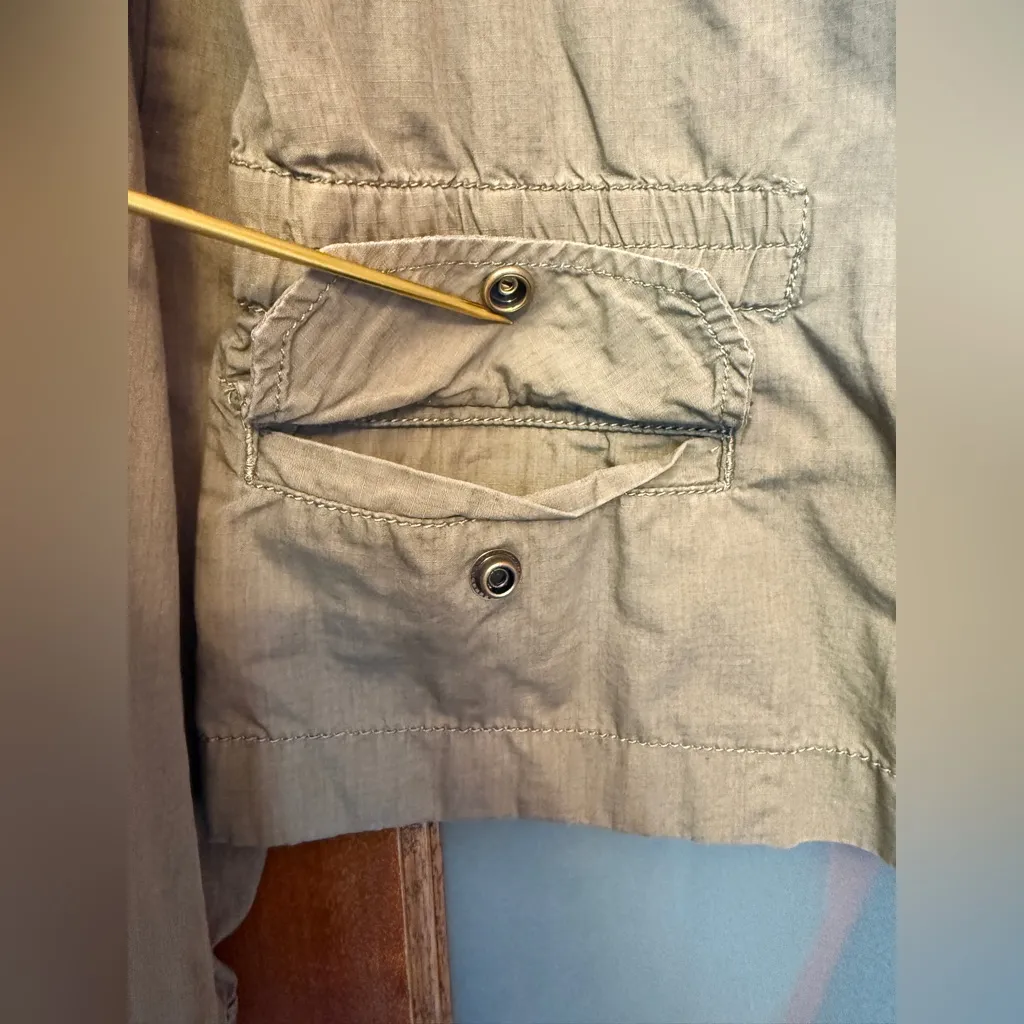 LOFT Lightweight Cinch Waist Military Utility Olive Green Jacket Medium - Image 4