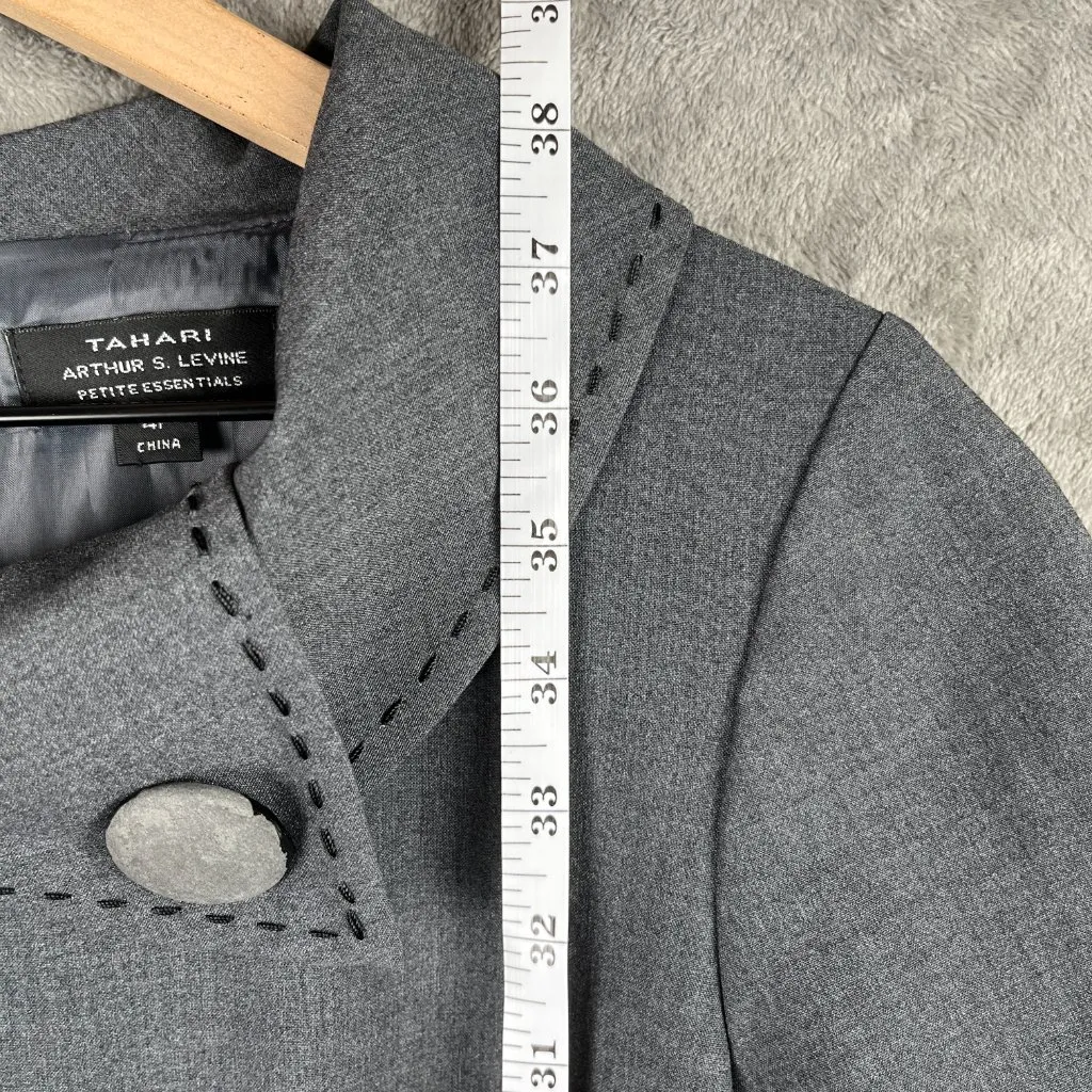 Tahari Arthur S Levine Gray Wide Collar Sheath Dress 4P Short Sleeve Career - Image 6