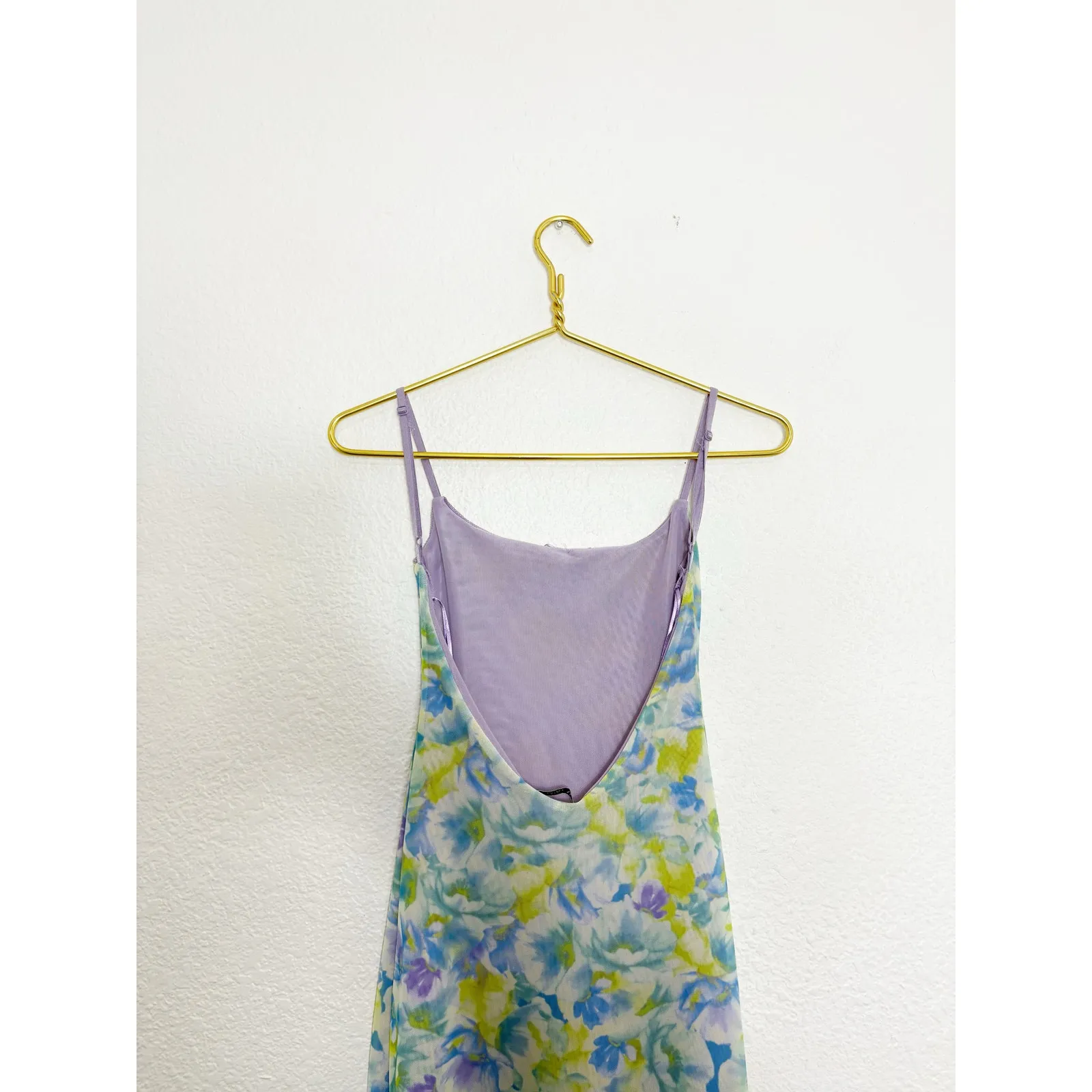 Zara Printed Tulle Maxi Dress Size Small Bow Mix Colors Low Back Mesh 5039/265 - Image 13