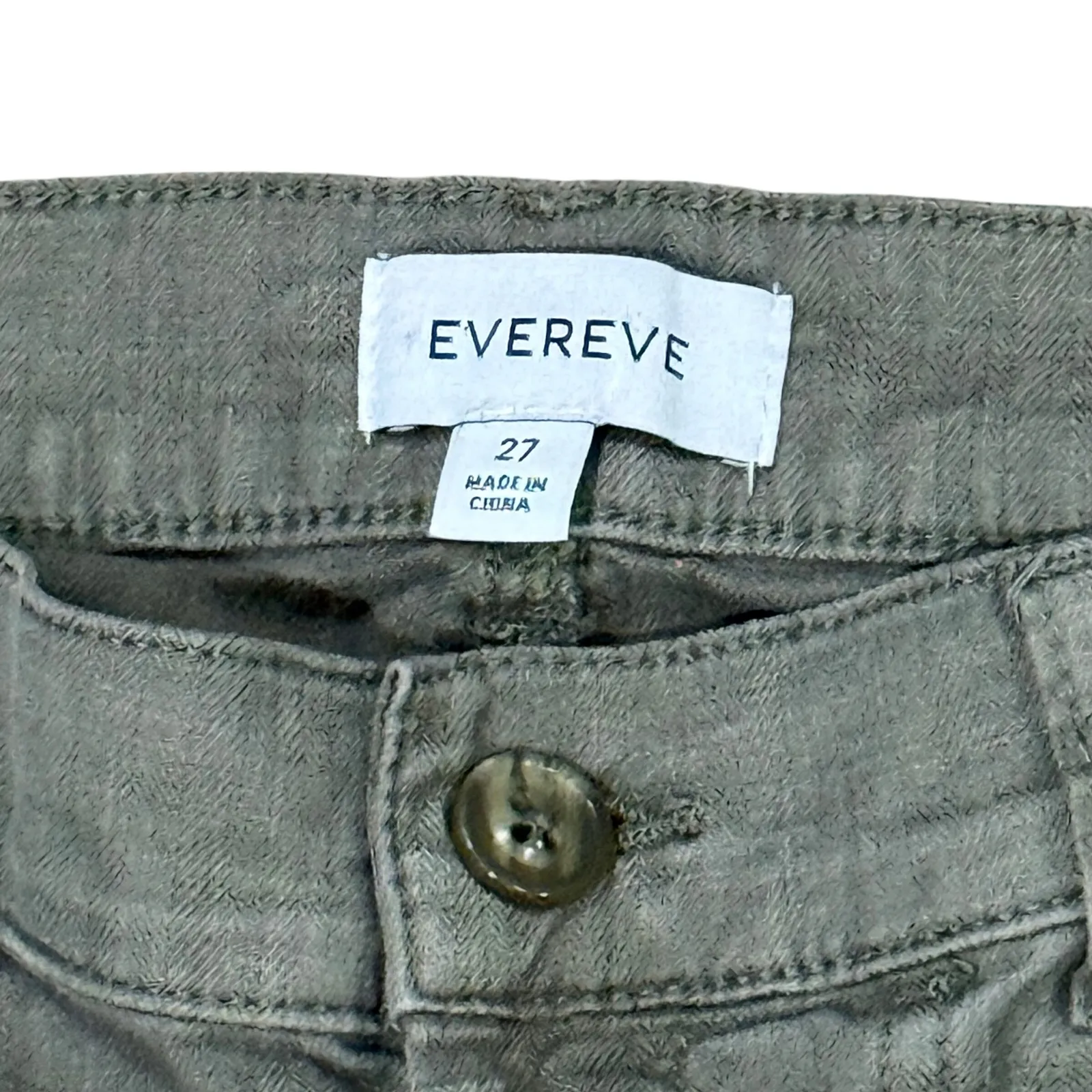 Evereve Olive Linen Green Cargo Pants Women's Size 27 Ankle Jogger Casual - Image 5