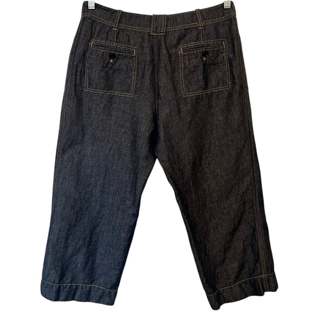 Talbots Straight Leg Lightweight Linen Blend Cropped High Rise Coastal Jeans 12P - Image 4