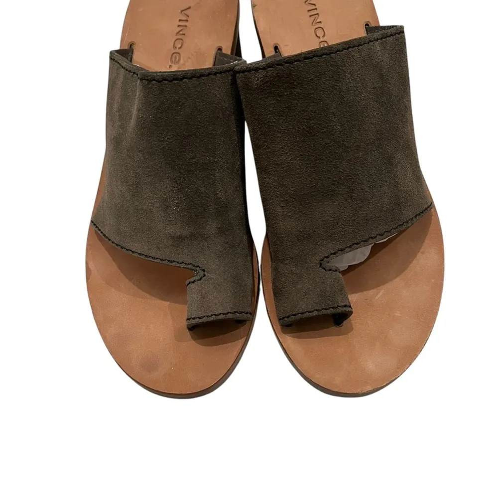 Vince Olive Green Suede Toe Loop Slide Sandals, Sz 6 - Image 9