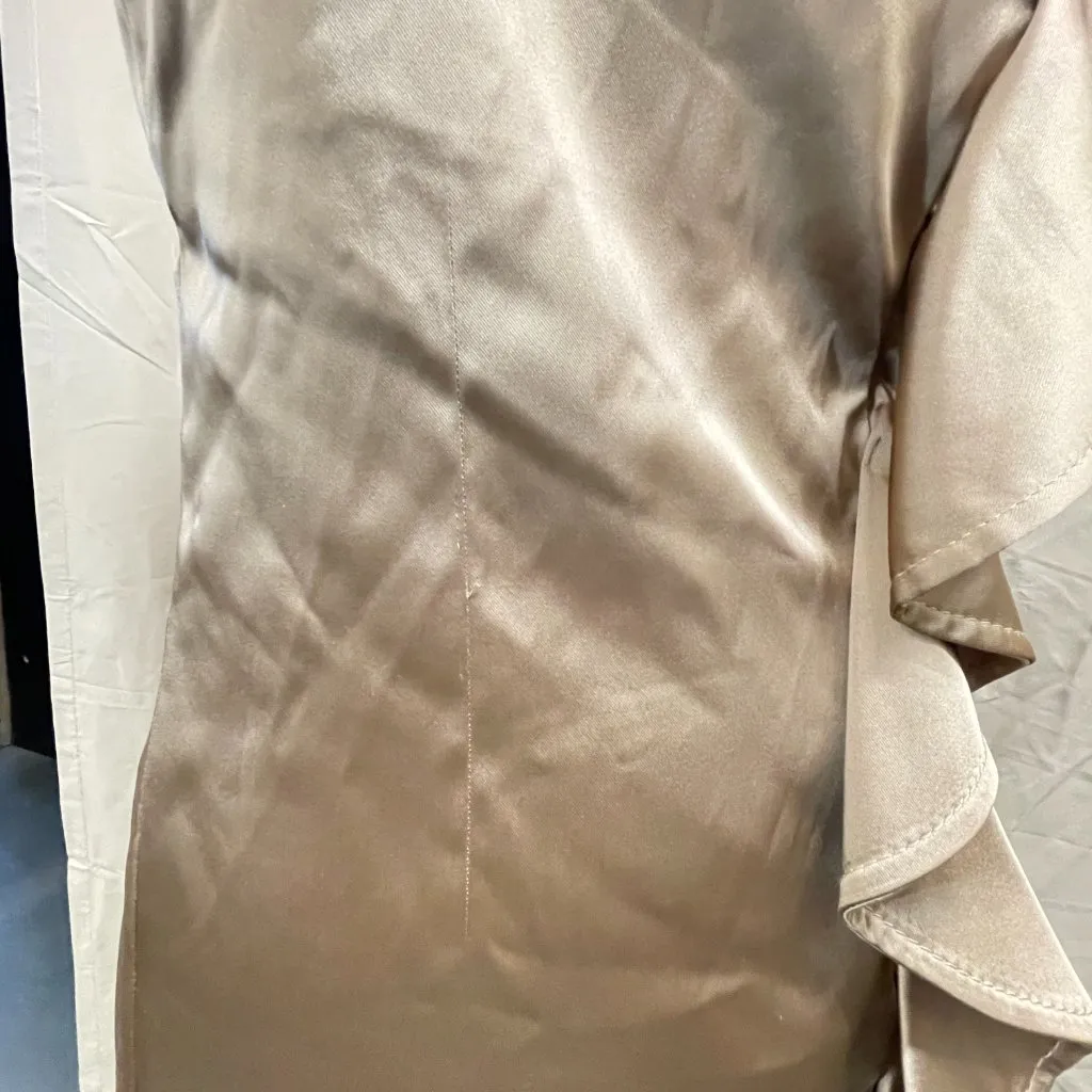 Calvin Klein Gold One Shoulder Ruffle Bodycon Mini Dress Womens Size 6 Glam Hoco - Image 13