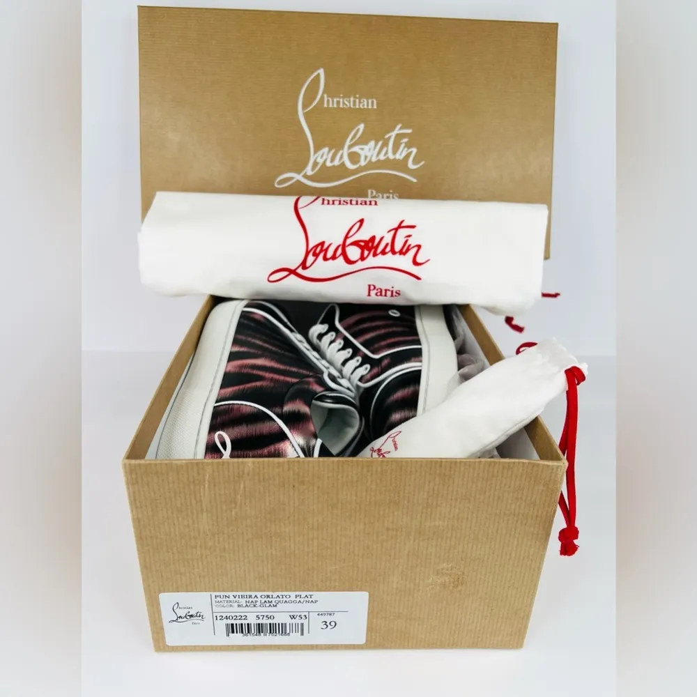 Christian Louboutin Fun Vieira Orlato Flat Metallic Pink Women Sneakers EU 39 - Image 2