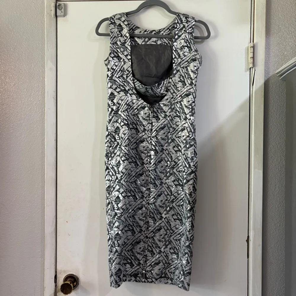 Rachel Roy Evening Dress Party Wedding Metallic Silver Zipper Chain Jeweled 2 - Image 3