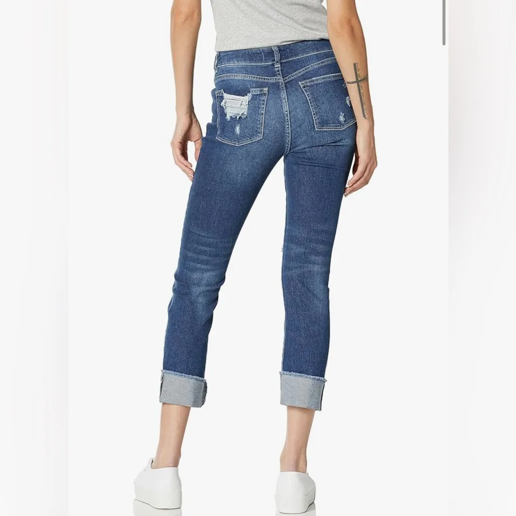 DL1961 Stevie Mid Rise Silm Boyfriend Cuffed Jeans in Rebel, Sz 27 - Image 2