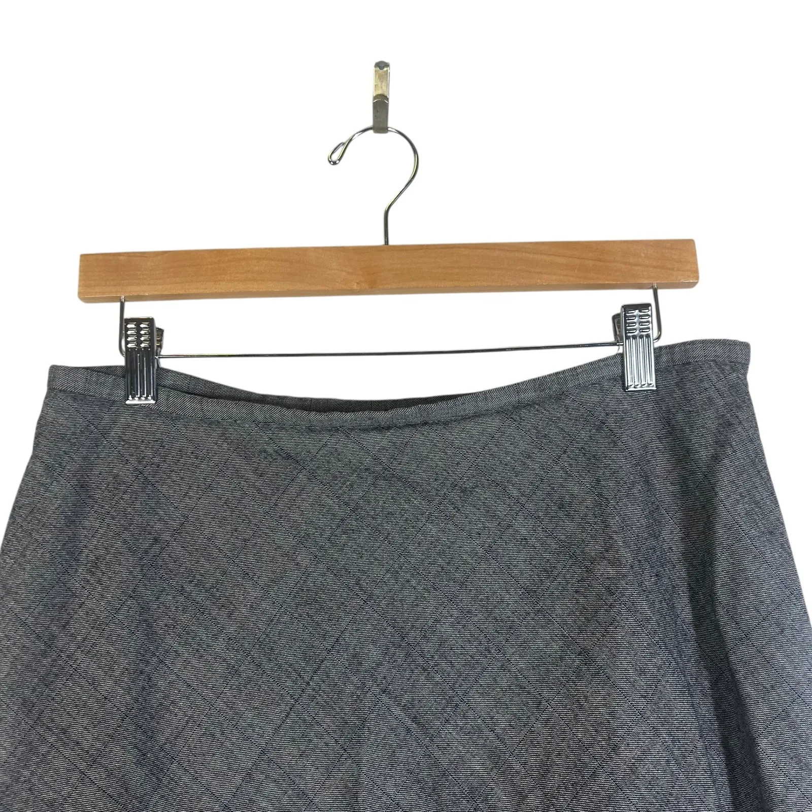 Ann Taylor Women's Wool Blend Midi Skirt Size 12 Charcoal Gray Classic A-Line - Image 2
