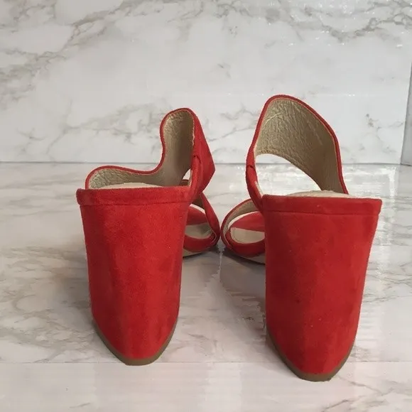 Louise et cie red orange suede strappy block heels  shoes size 8.5m - Image 7