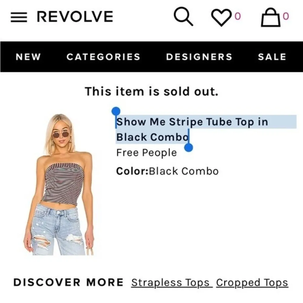 Revolve Free People Show Me Stripe Tube Top Black Combo Size Small - Image 8