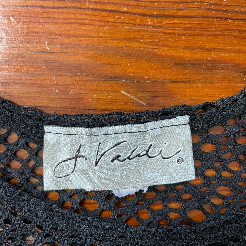 J. Valdi Black Net Crochet Swim Coverup or Layering Tank Dress 💚🎀 Size M - Image 8