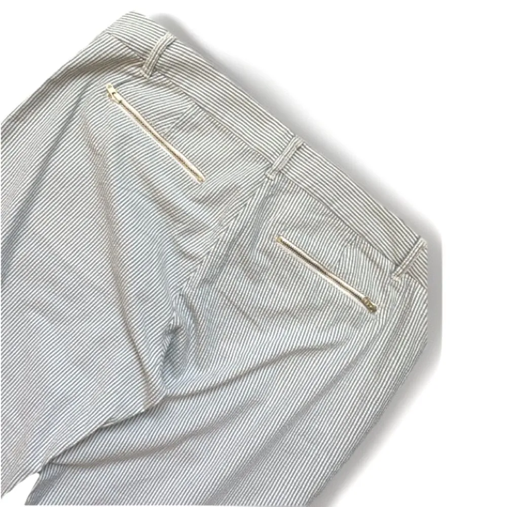 J. CREW NWT City Fit Pinstripe Seersucker Pants Blue White Stripe Ankle Straight - Image 8