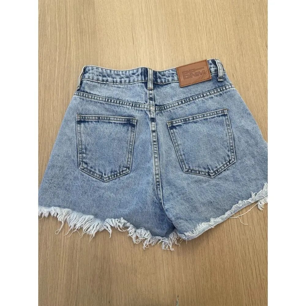 PRINCESS POLLY Light Bleached Wash Distressed Fray High Waist Shorts size 6 1466 - Image 9