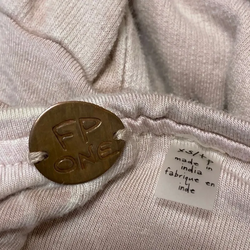 Free People Jayla Beige High Rise Ruched Cinched Flared Wide Trousers Pants XS - Image 4