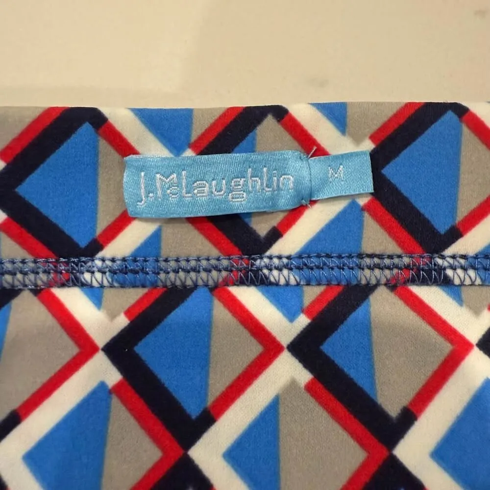 J.McLaughlin Halle Reversible Scuba Pencil Skirt Womens Medium Paisley/Geometric - Image 3