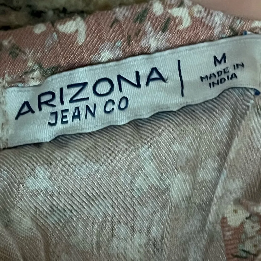 Arizona Jean Co Ditsy Floral Jumpsuit Women’s M Tan Cottagecore Coquette Wideleg - Image 8