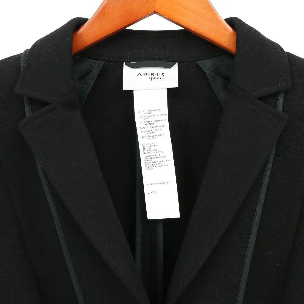 Akris Punto Satin Piped Black Stretch Blazer Jacket 12 - Image 2