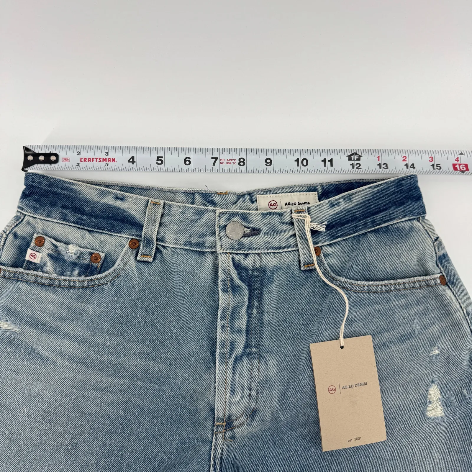 AG Adriano Goldschmied ALEXXIS SHORT High-Rise Wedgie Sz 28 Distressed CutOff - Image 10