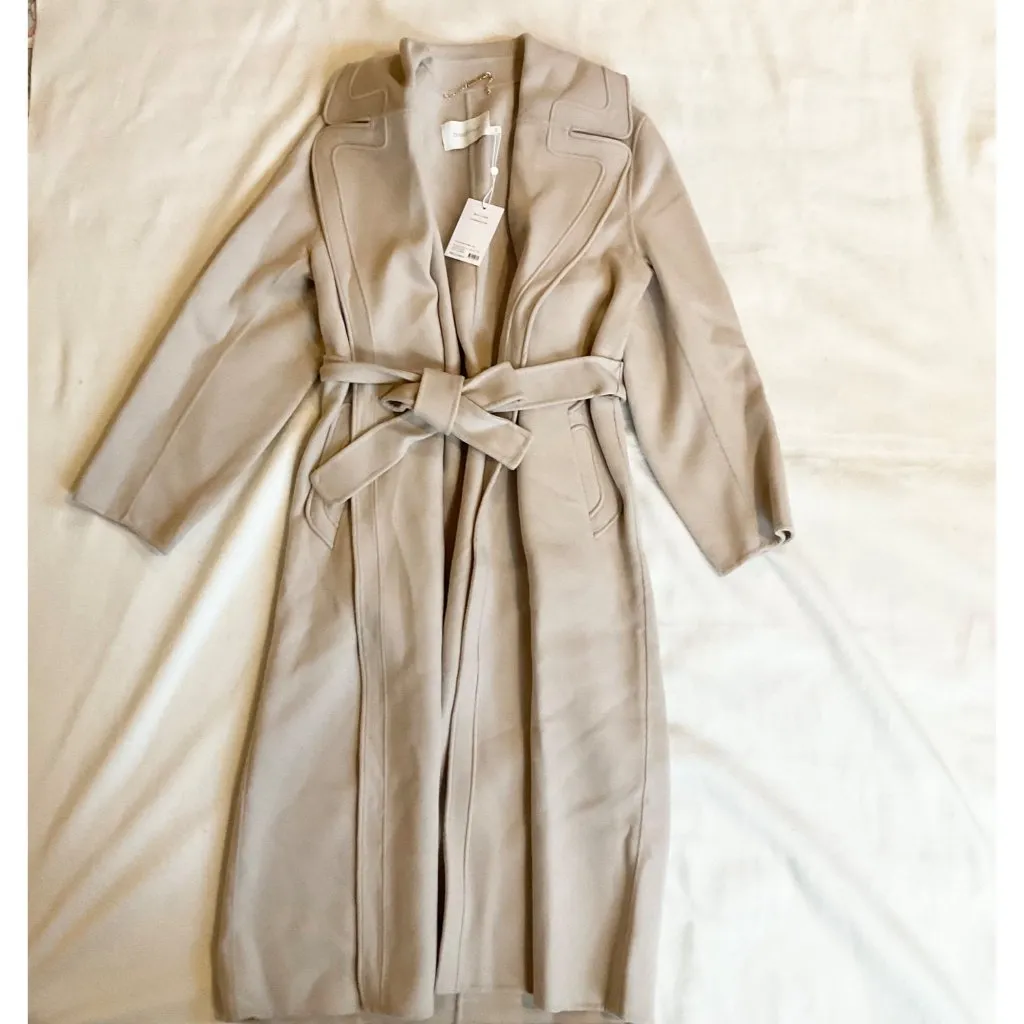 NWT ZIMMERMANN wonderland barrel coat 70%wool  long beige AU2 bust46 - Image 3