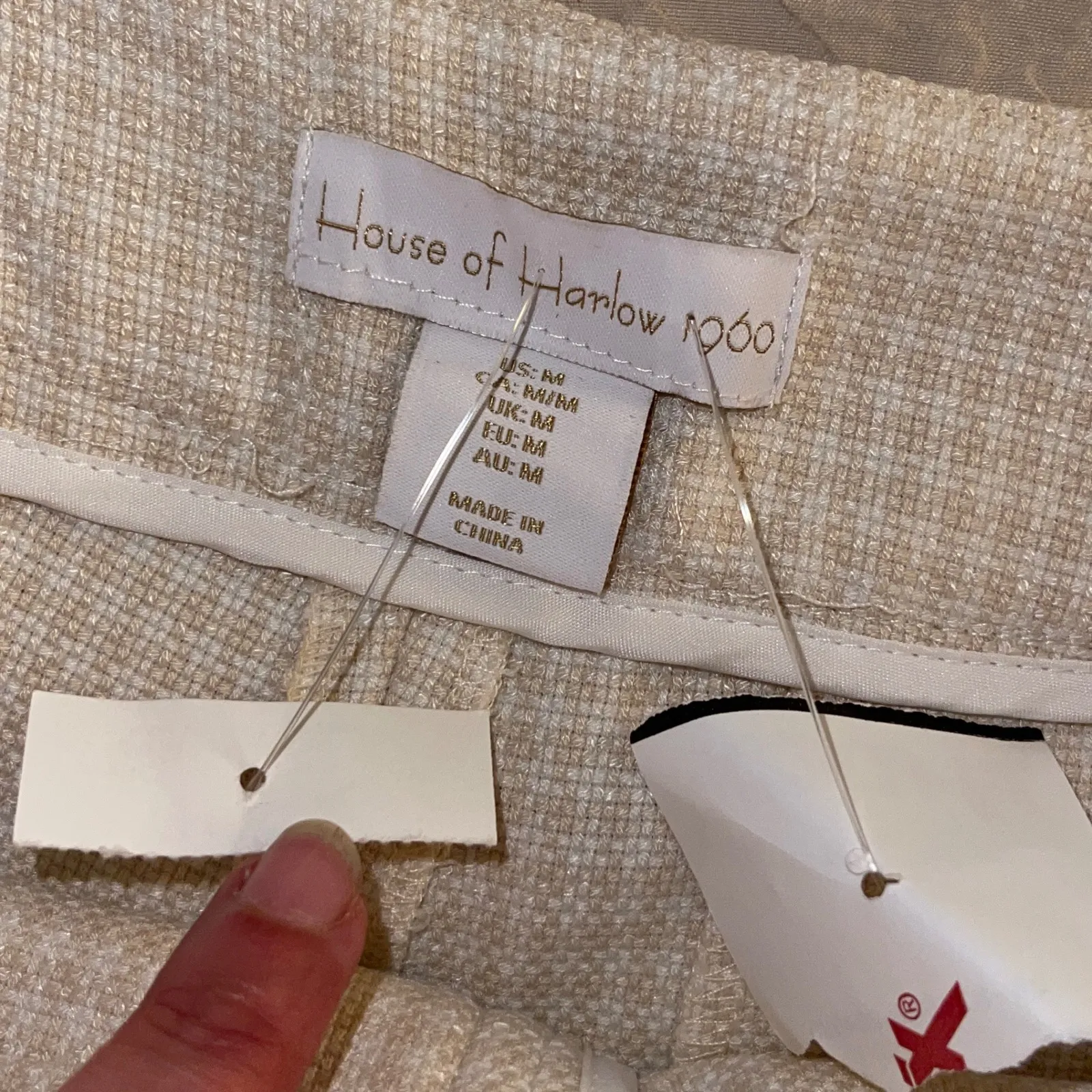 House of Harlow 1960 Houndstooth Shorts Career‎ Casual Womens Medium Tan - Image 3