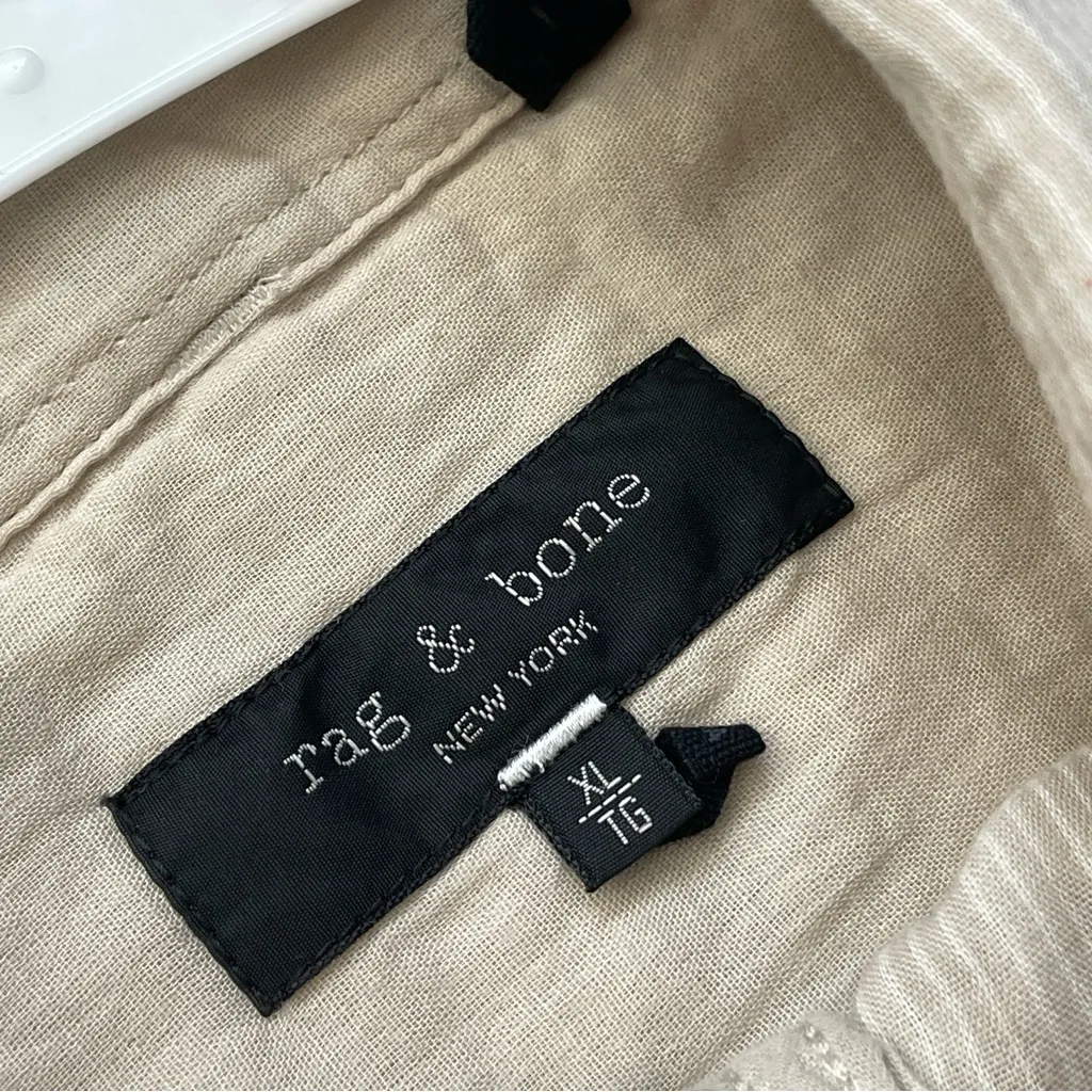 rag & bone Shirt cotton gauze button up mens Beige (xlarge) preppy date classic - Image 2