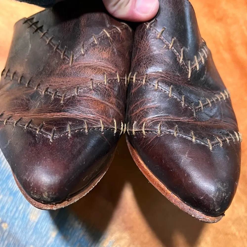 Freebird  Nola Leather Mules slides size 7 brown stitched - Image 12