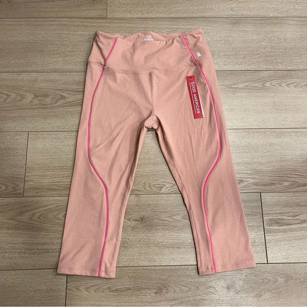 NWT Good American Electric Feel Crop Pink Capri Legging Heather Pink Size 3/L - Image 4