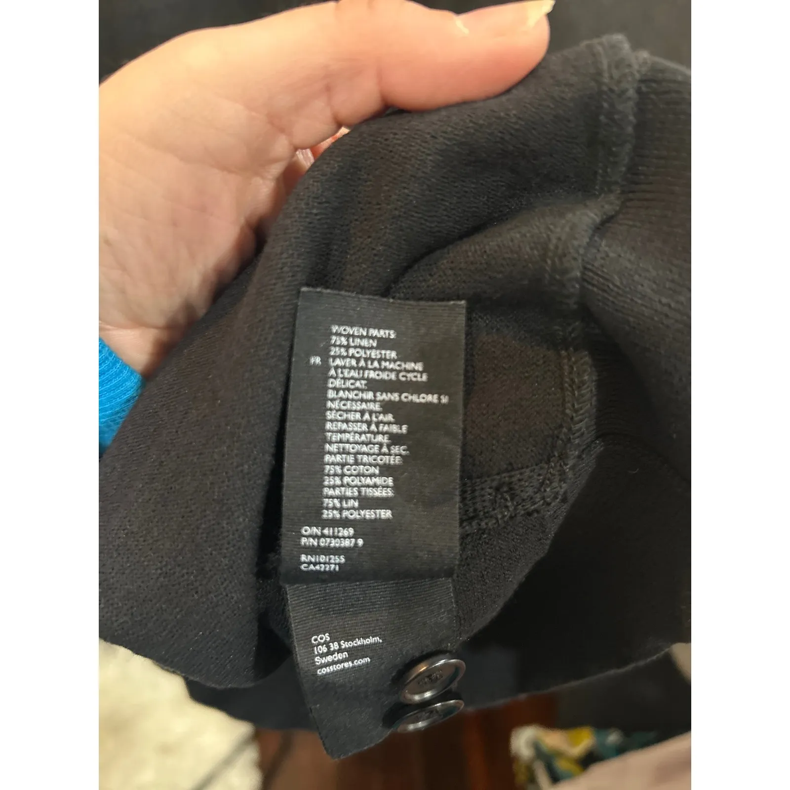 COS Black Short Sleeve Button Front Lightweight Knit Top Size Large - Image 6