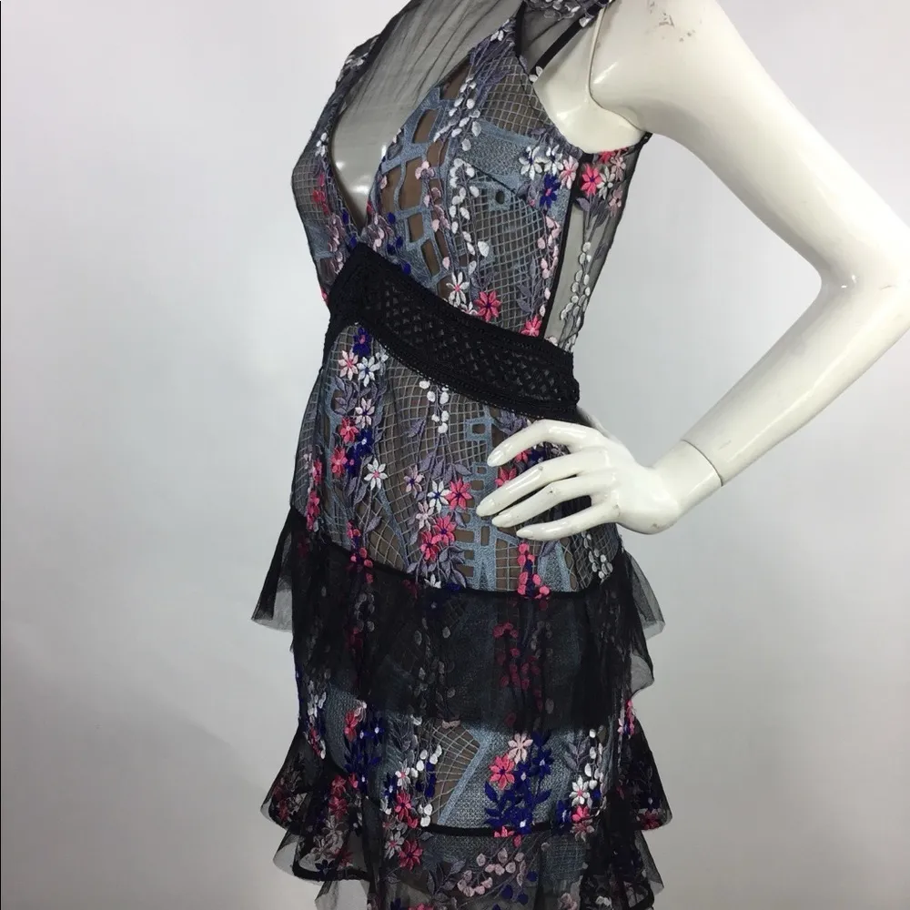 Self Portrait Mesh Lace Ruffle Tiered Dress - Image 15