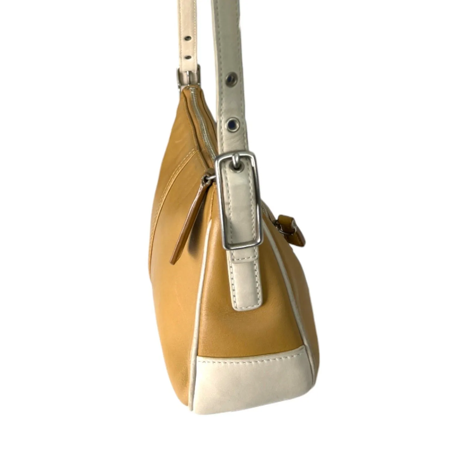 Coach 4447 Hamptons Leather Demi Shoulder Hobo Bag Vintage Brown Cream - Image 2