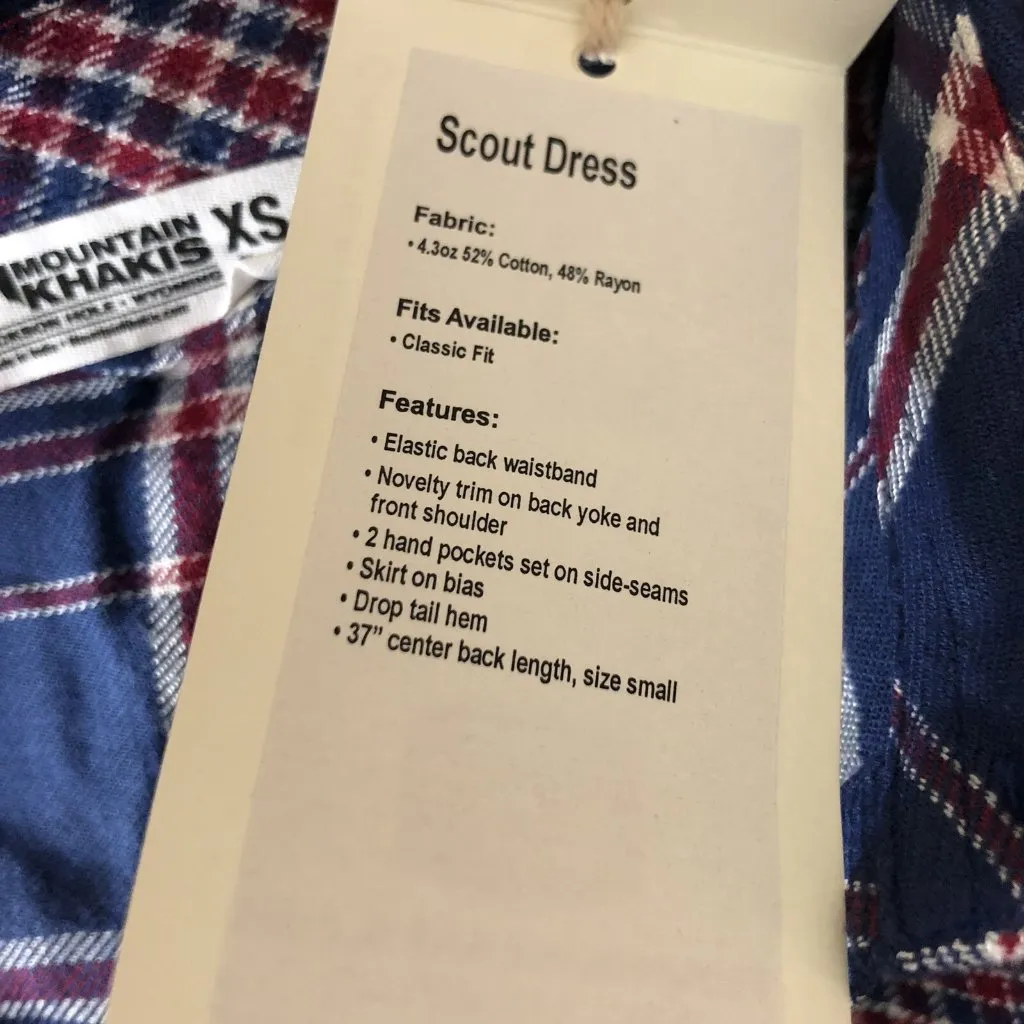 Mountain Khakis Scout Shirt Dress Long Slv Pocket Plaid Light Flannel Blue XS - Image 5