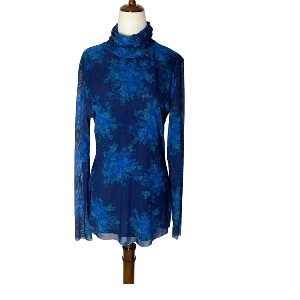 GANNI Floral Mesh Turtleneck Top Size - Image 3