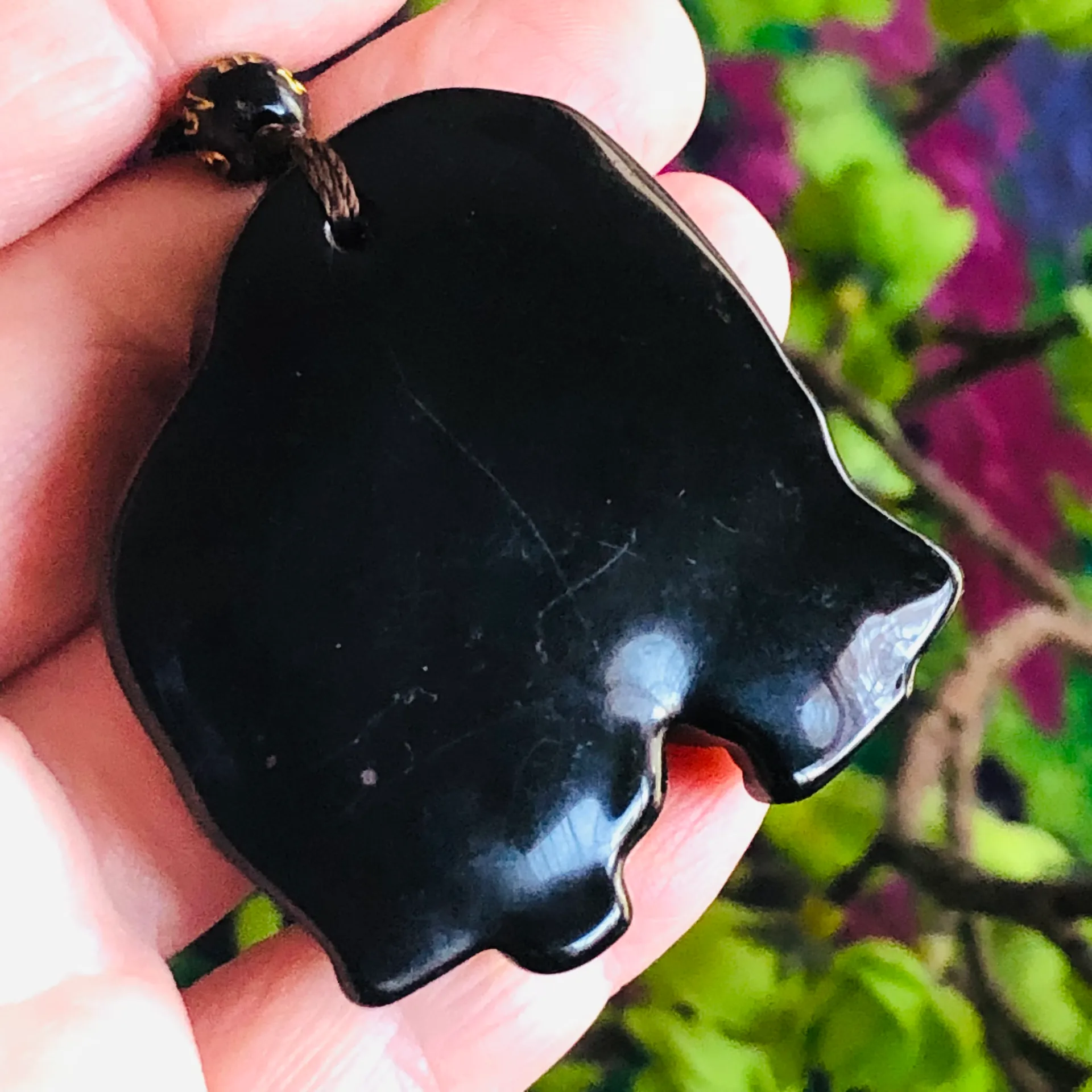 Hand crafted black chalcedony elephant natural stone pendant necklace - Image 6