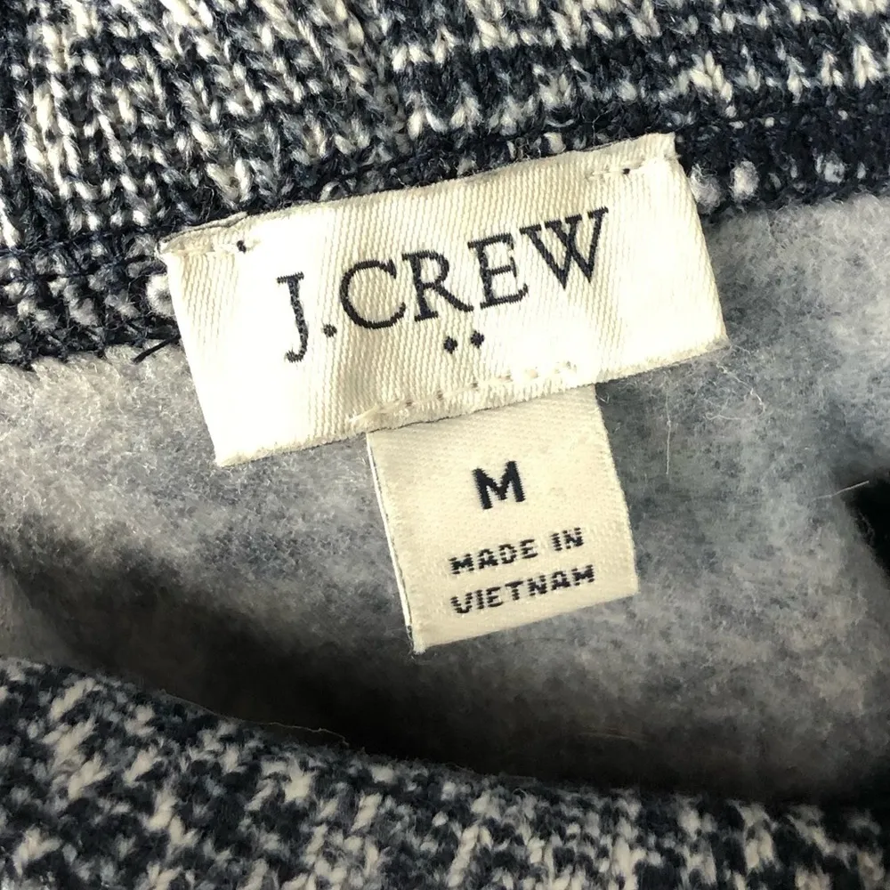 J. Crew Glen Navy Blue & White Plaid Funnel Neck Sweatshirt M - Image 5