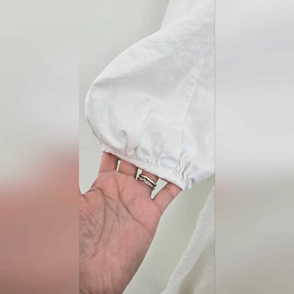 STAUD White Puff Sleeve Linen Dress Size 12 - Image 10