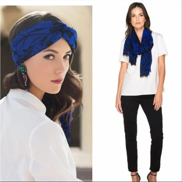 Marchesa Voyage Blue Floral Scarf - Image 2