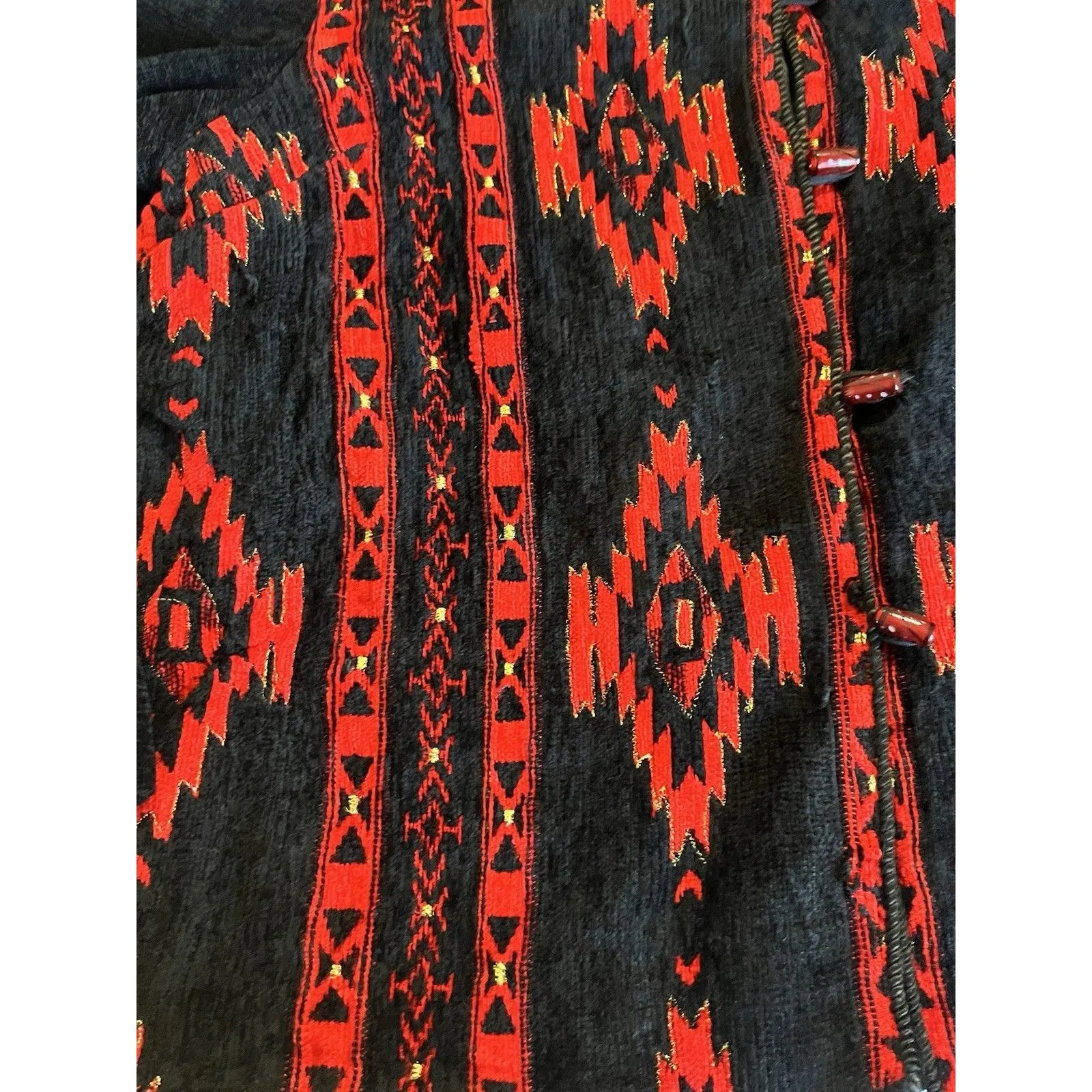 Julia Kim Sweater Jacket Size 1x Boho South Western Toggle Button Black - Image 3