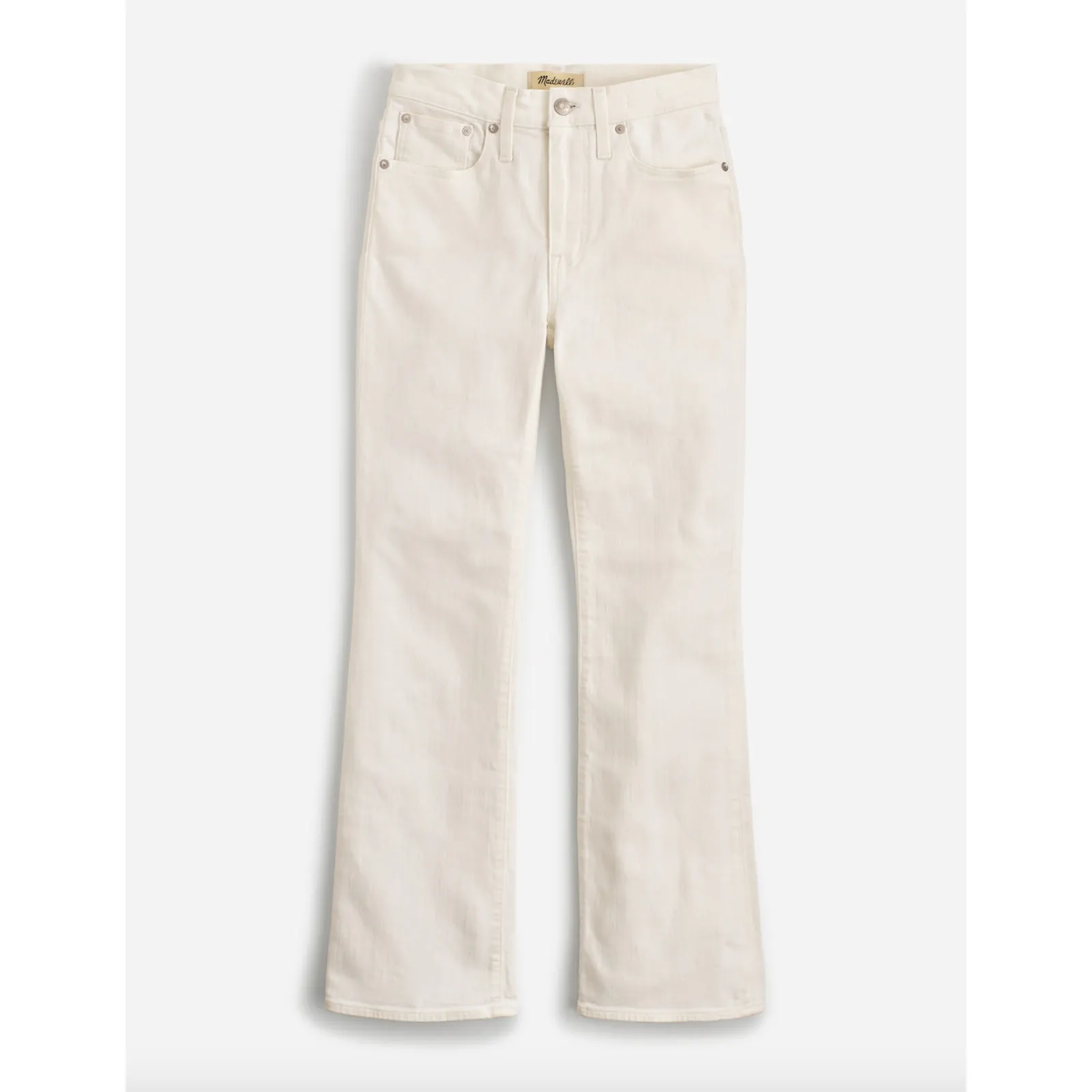 Madewell Petite Kick Out Crop Jeans Pure White Stretch Mid Rise Flare US 33P NWT - Image 5