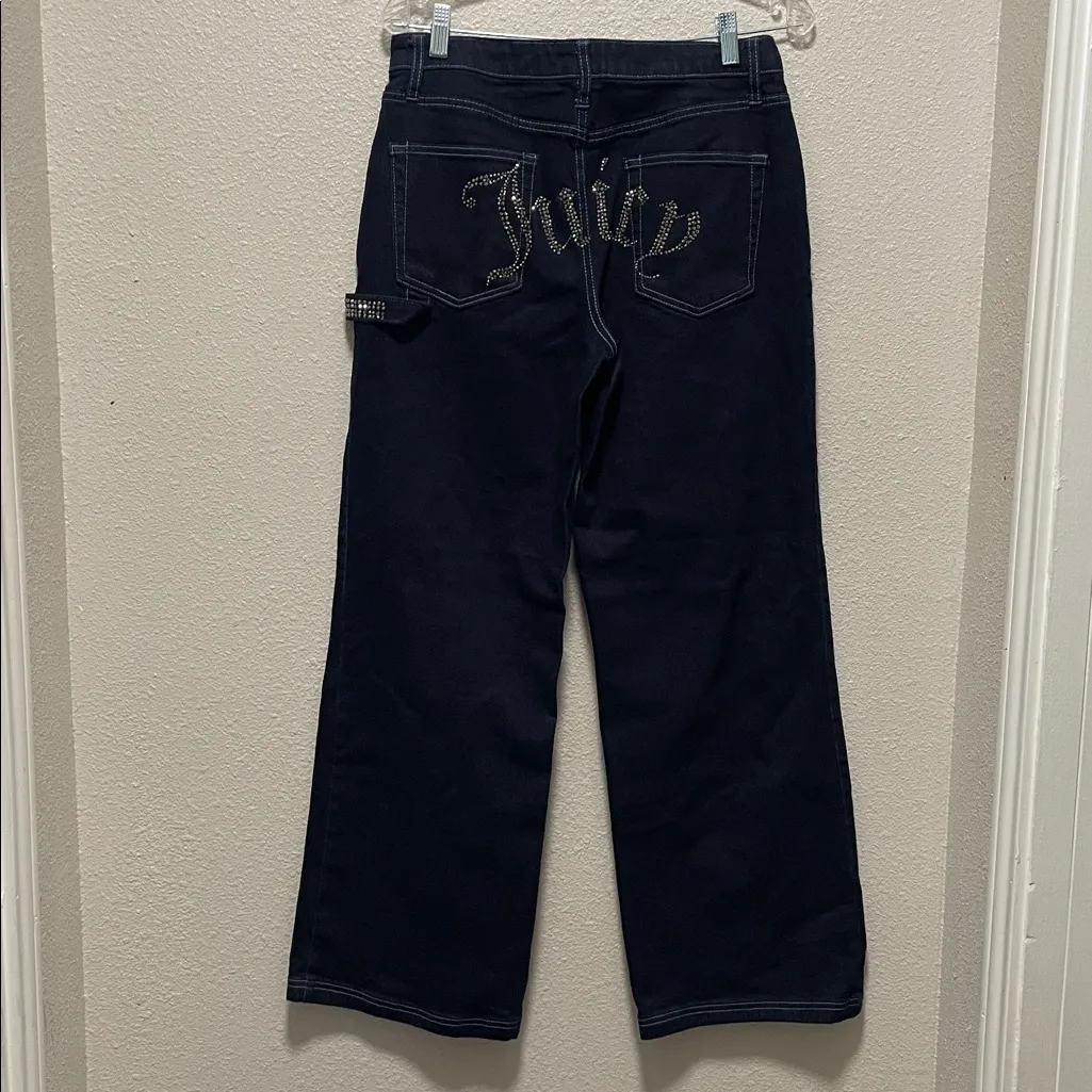 Juicy Couture Jeans "Abbot” Y2K High Rise Wide Leg Carpenter Bedazzled Sz 11/30 - Image 3
