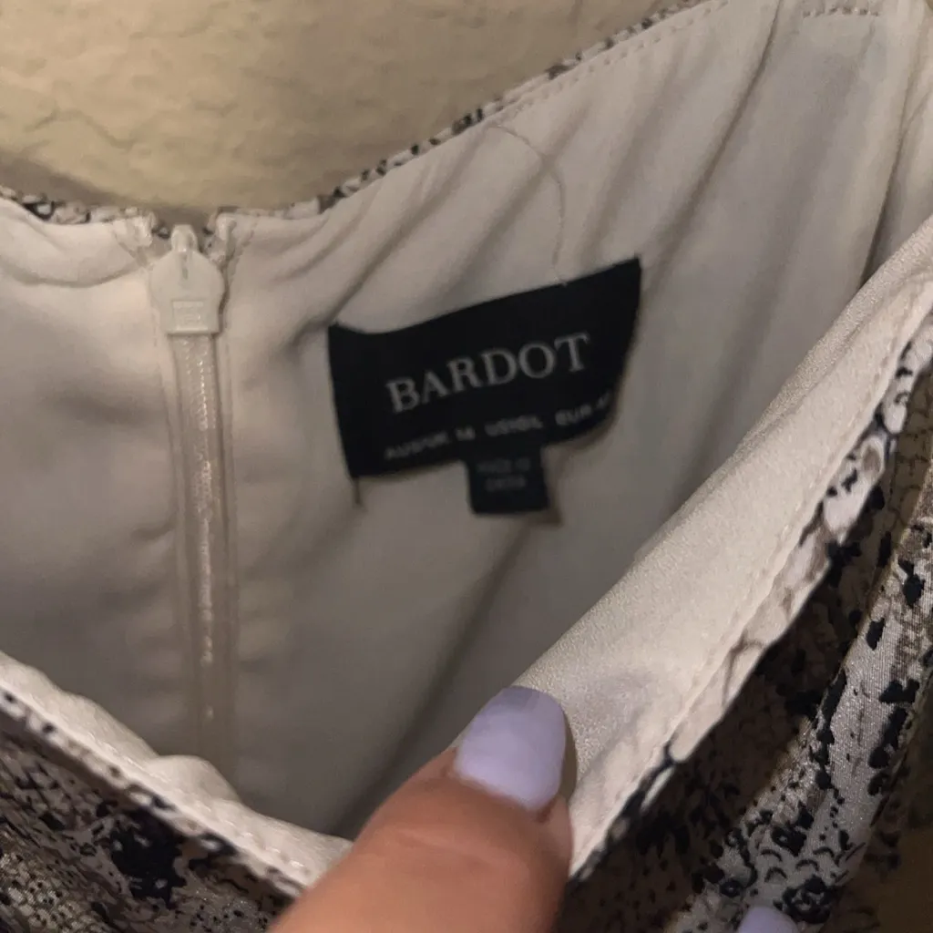 Bardot Snake Print Dress - Black and White - Image 2