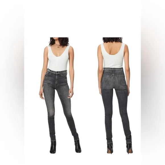 Mother The Super Swooner Open Late Skinny Jeans Size 28 Gray - Image 2
