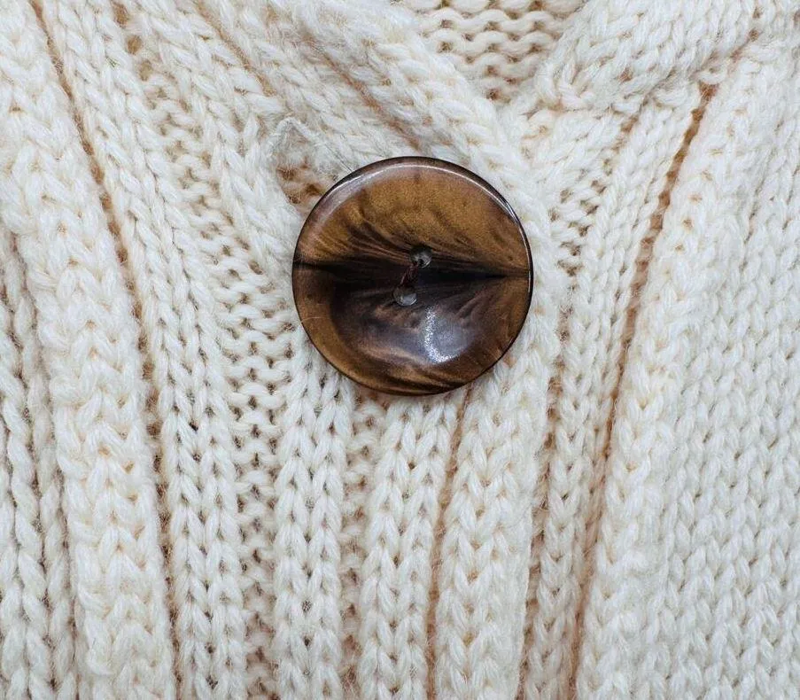 Vintage Casual Corner Cardigan Sweater Medium Cream 100% Wool Chunky Button Belt - Image 7