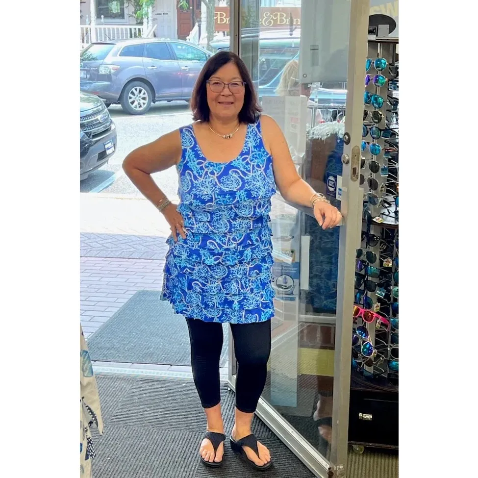 Lulu B Blue Coral Cha Cha Ruffle Sleeveless Dress Tropical UPF womens 2X New NWT - Image 10