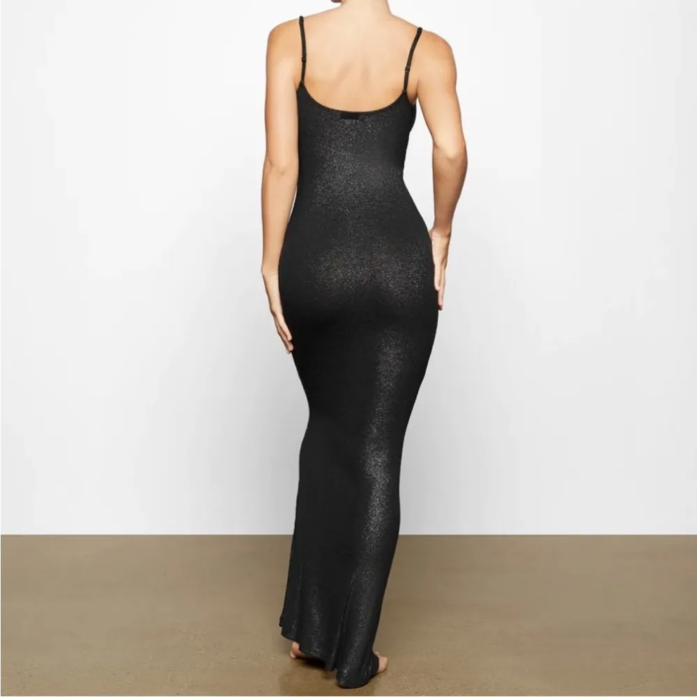 Skims Soft Lounge Slip Maxi Dress in Onyx Foil Glitter NWT - Image 3