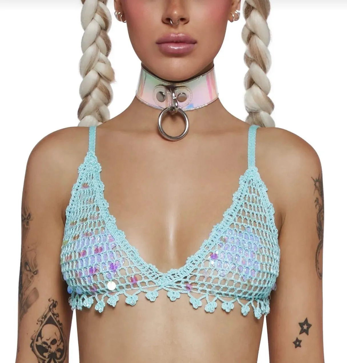 Aquatic Aura Crochet Bra top and Mini skirt set size XS - Image 5