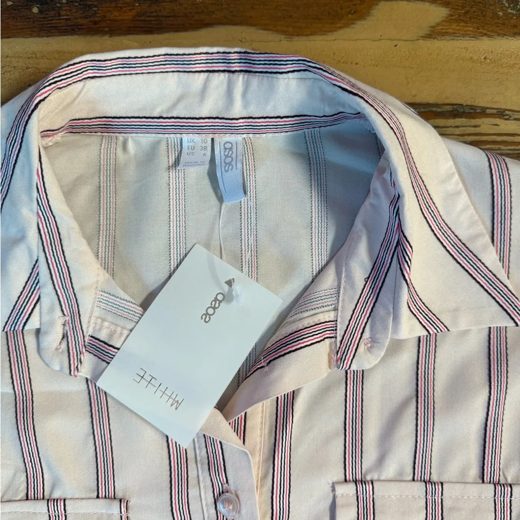 NWT ASOS White Label Cropped Boxy Button Up Striped Blouse ~ Size 6 🍄 - Image 5